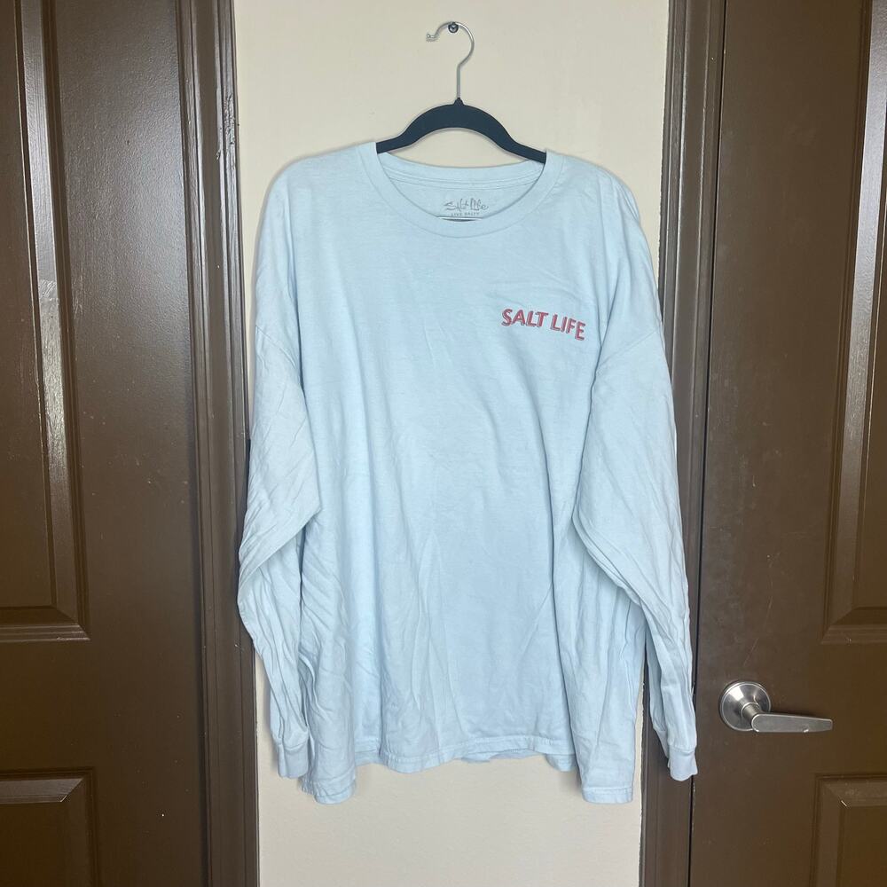 Salt Life Cracking Claws Blue Long Sleeve T-Shirt 2XL Fishing Nautical Coastal